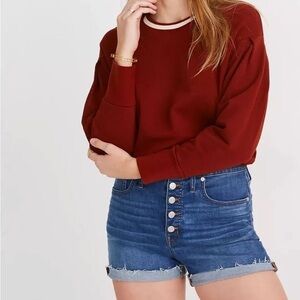 Madewell High Waist Button Front Denim Shorts